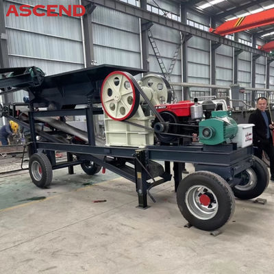 Mobile Wheel Type 10-100tph Diesel Engine Portable Stone Jaw Crushing Station Plant