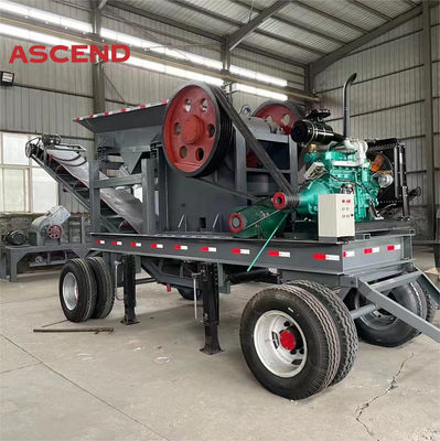 Large scale PE400x600 PE500x750 mobile jaw crusher capacity 50 80 100tph for gold mining stone crushing