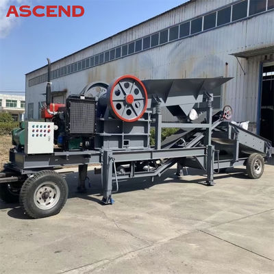 Mobile Wheel Type 10-100tph Diesel Engine Portable Stone Jaw Crushing Station Plant