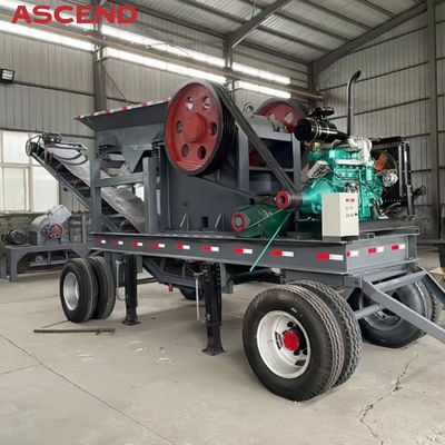 Mobile Wheel Type 10-100tph Diesel Engine Portable Stone Jaw Crushing Station Plant