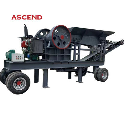 Large scale PE400x600 PE500x750 mobile jaw crusher capacity 50 80 100tph for gold mining stone crushing